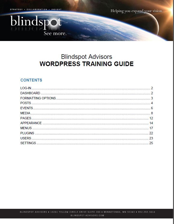 WORDPRESS TRAINING GUIDE